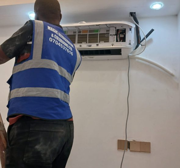 Air conditioning services in Kenya by Magic Refrigeration technicians installing and repairing AC units
